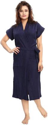 Poorak Solid Dark Blue XXL Bath Robe