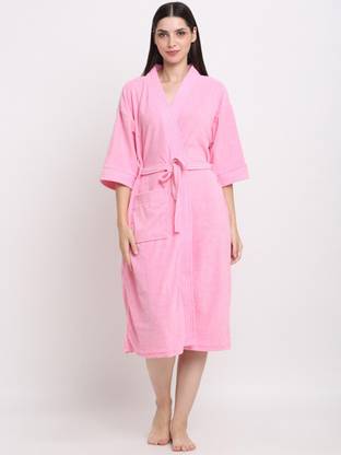 Poorak Baby Pink Free Size Bath Robe