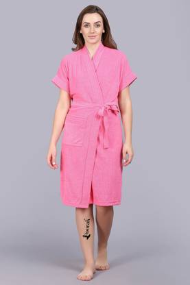 Poorak Light Pink Free Size Bath Robe