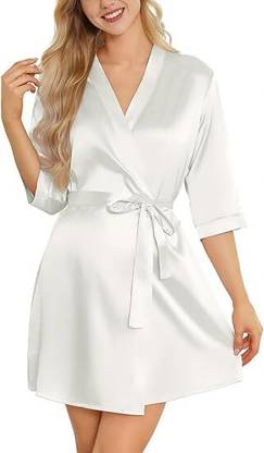 Mansey White Free Size Bath Robe