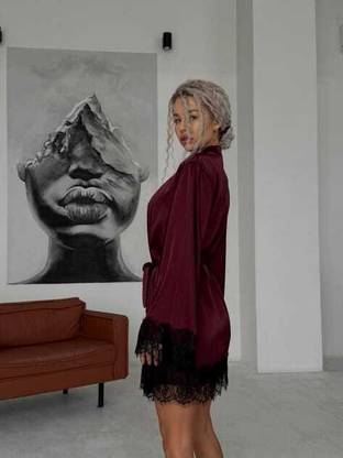 MARDIA Maroon 2 Medium Bath Robe