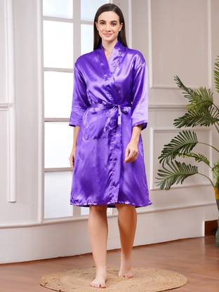 Poorak Purple Free Size Bath Robe