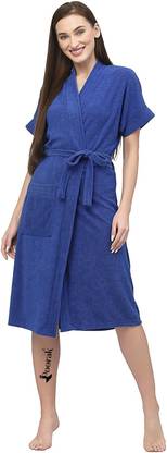Poorak Royal Blue Free Size Bath Robe