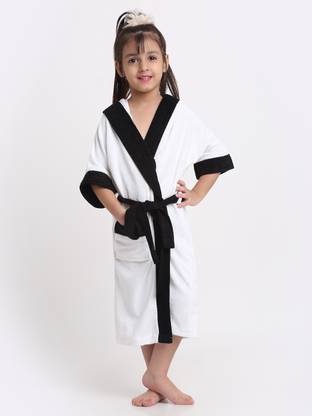 CREEVA White & Black Small Bath Robe