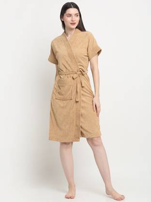 CREEVA Camel Free Size Bath Robe
