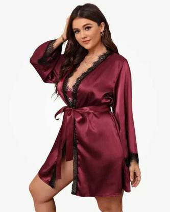 Mixopia Maroon Free Size Bath Robe