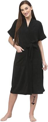 Poorak Black Free Size Bath Robe