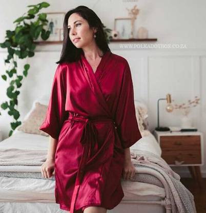 Mixopia Maroon Free Size Bath Robe