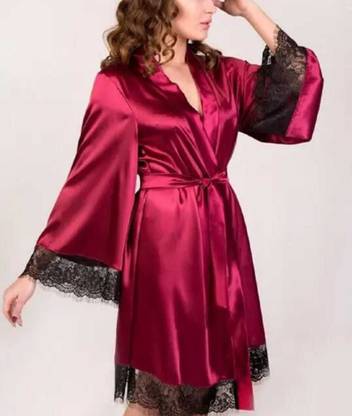 Cotovia Maroon Free Size Bath Robe