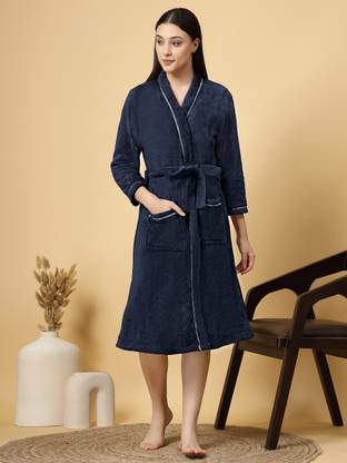 Fabinaliv Dark Blue Large Bath Robe