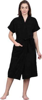 Pugnaa Black Free Size Bath Robe