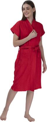 Piftif Red Free Size Bath Robe