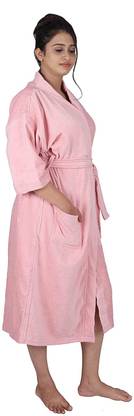 Velour Pink Free Size Bath Robe