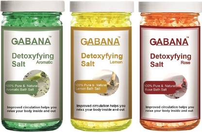 GABANA Aromatic, Lemon & Rose Detoxifying Bath Salt, (Each, 200g) Combo of 3