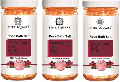 Pink Square Detoxifying Rose Bath Salt for Relaxing & Rejuvenating (200g) Pack of 3