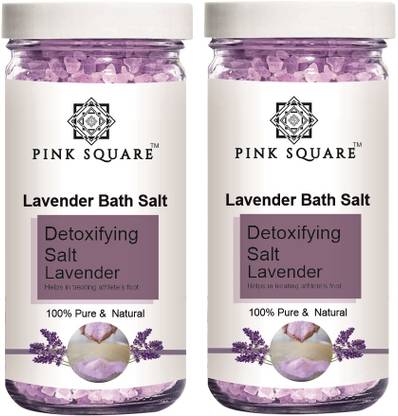 Pink Square Detoxifying Lavender Bath Salt for Relaxing & Rejuvenating (200g) Pack of 2