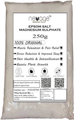 NEUAGE ORGANICS Epsom Bath Salt Crystal For Refreshing Bath Soak, Relieves Aches & Pain