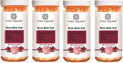 Pink Square Detoxifying Rose Bath Salt for Relaxing & Rejuvenating (200g) Pack of 4