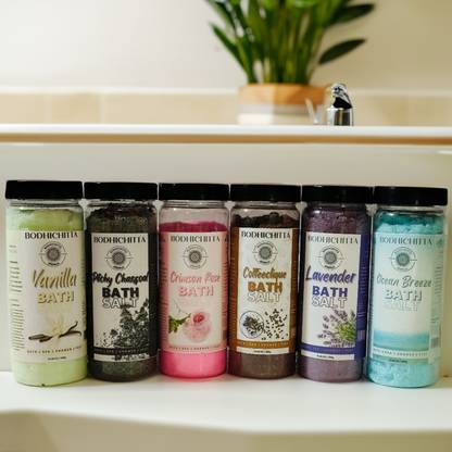 Bodhichitta Six Aroma Bath Salt | Immerse in a Bouquet of Six Luxurious Scents Pack of 6