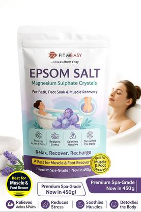 Fitmeasy Pure Epsom Salt Magnesium Sulfate for Bath, Foot Soak, Muscle Recovery 450g