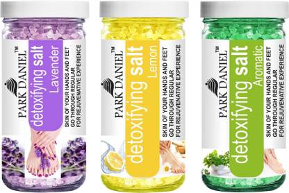 PARK DANIEL Premium Lavender, Lemon & Aromatic Bath Salt- For Refreshing, Soothening & Whitening Skin- Pedicure & Manicure Salt Combo Pack of 3 Jars of 200 gms(600 gms)