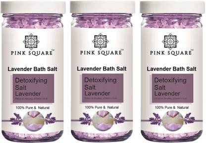 Pink Square Detoxifying Lavender Bath Salt for Relaxing & Rejuvenating (200g) Pack of 3