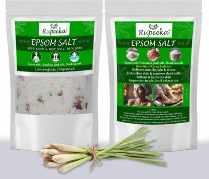 Rupeeka Epsom Bath Salt, Relieves Joint Stiffness, Cramping, Muscle Relaxing, Lemongrass