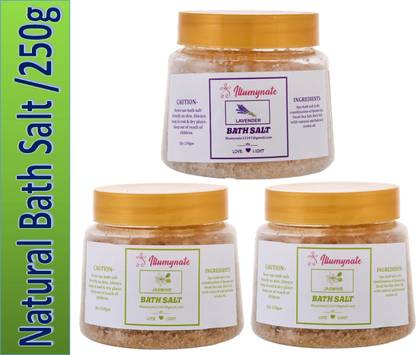 ILLUMYNATE Jasmine & Lavender Bath Salt 250g for Body Relaxation and Muscle Pain Relief ( Pack of 3)