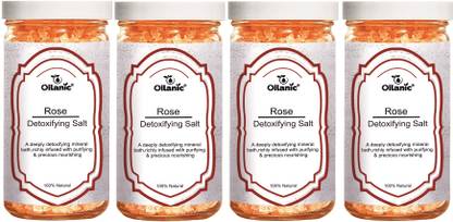 Oilanic Detoxifying Rose Bath Salt for Relaxing & Rejuvenating (200g) Pack of 4