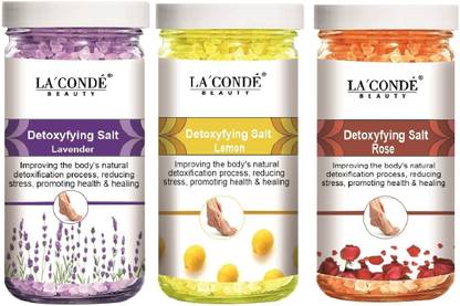 La'Conde Lavender, Lemon & Rose Detoxifying Bath Salt, (Each, 200g) Combo of 3