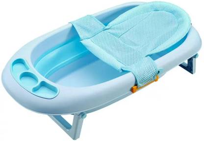 FUTABA Non-slip T-shaped Baby Bath Mesh Net - Blue Baby Bath Seat