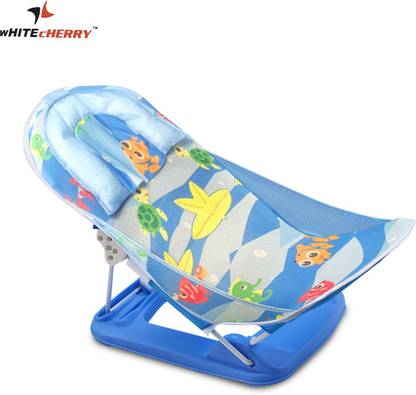 Whitecherry Baby Bather for Newborn and Infants, Adjustable, 0-6 Months BluePrinted Baby Bath Seat