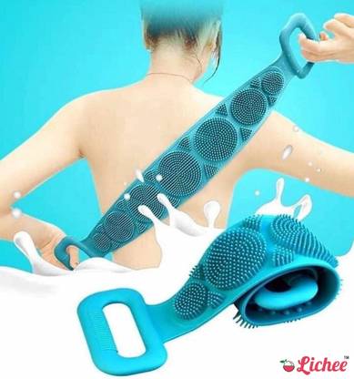 LICHEE Silicone Double Side Body Back Scrubber Bath Brush Washer For Dead Skin Removal For Men And Womens ouble Side Brush Easy to Clean Back Mud Body Scrubber Belt