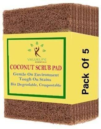 Value Life Coconut Coir Scrubbers (Pack of 5) Scrub Pad