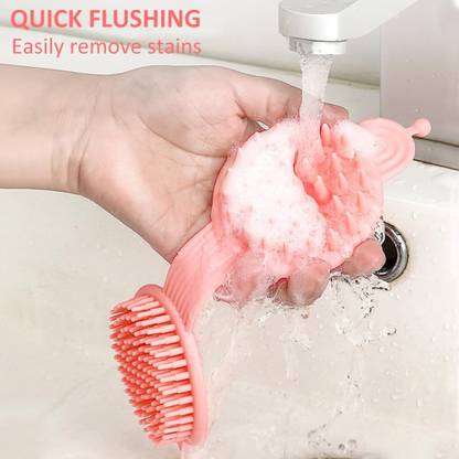 kroywen 2 in 1 Bath and Shampoo Brush, Soft Silicone Loofah Double-Sided Body Brush