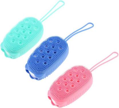 pepplo Exfoliating Silicone Body Sponge,Body Cleansing Brush (Multi,Set of 3)