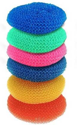 Zureni Nylon Dish Scrubber Reusable Scouring Pads Round Scourers for Kitchen