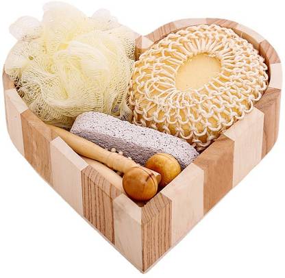 HASTHIP Set of 5 Bathing Tool Kit Deep Skin Cleaning Jute for Bathing Bath Brush