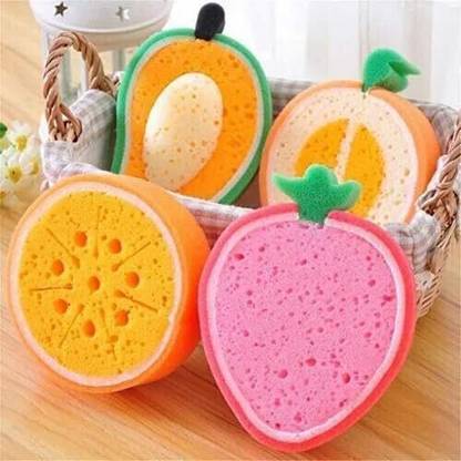 MARMORIS ECOM 3D Ultrasoft Multipurpose Random Design Fruit Sponge for Bay Bath & Dishwashing