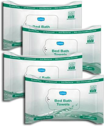 GINNI Bed Bath Wipes Economy Pack (For Sponge Bath)(pack of 4)(10 bathing wipes in each pack)