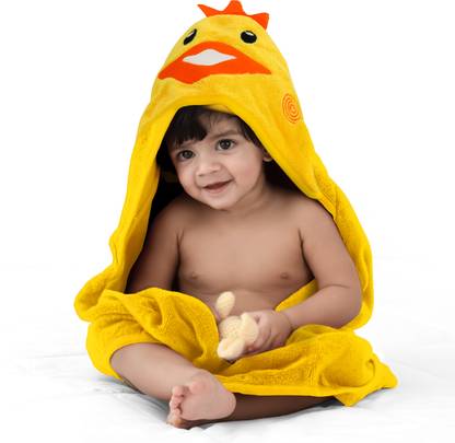 LuvLap Cotton 673 GSM Hooded Baby Bath Towel for New Born, Made with 100% Zero Twist Cotton Bath Towel Set  (Yellow)