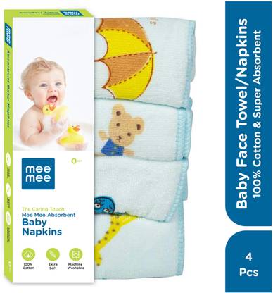MeeMee Cotton 240 GSM Burp Cloth & Wash Cloth for Newborn Baby, 100 % Cotton with Ultra-Soft & Quick Absorbent Baby Face Towel