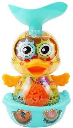 PRANCING UNICORN Little Duck Baby Bath Tub Toy with Water Spinning Suction Cup Gear Duck Toy Bath Toy