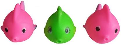 LittleDaring 3 Soft Float Squeeze Sound Rubber Fish Chu Chu Bath Toys Baby Play for Kids Bath Toy