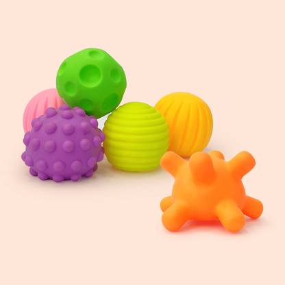 Buddynjoy Sensory Balls with Chu Chu Sound for Baby- Set of 6 Textured Soft Balls Bath Toy Bath Toy
