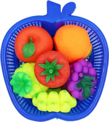 asian Fruit Basket Squeeze Toy Set – 6 Pcs Soft Rubber Fruits for Kids to Pla Bath Toy