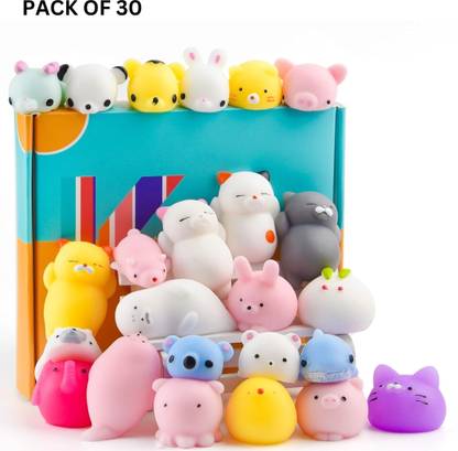 ANABGI ANAB GI 30Pcs Mochi Squishy Toys Kawaii Squishies Animals Panda Cat Bath Toy