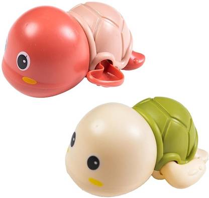 IndusBay 2 Pcs Swimming Turtles Floating Wind-Up Bath Tub Water Tortoise Toys Bath Toy