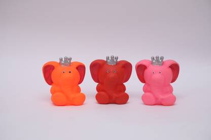 Wee Care Crown Elephant Pack of 3 Squeezy Toys For Kids Bath Toy