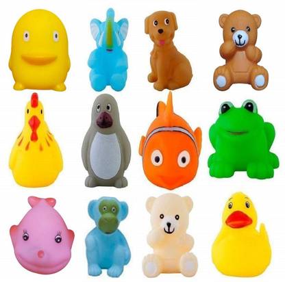touby toys 12 pcs animal soft and cute bath chu chu toy for little kids Bath Toy Bath Toy